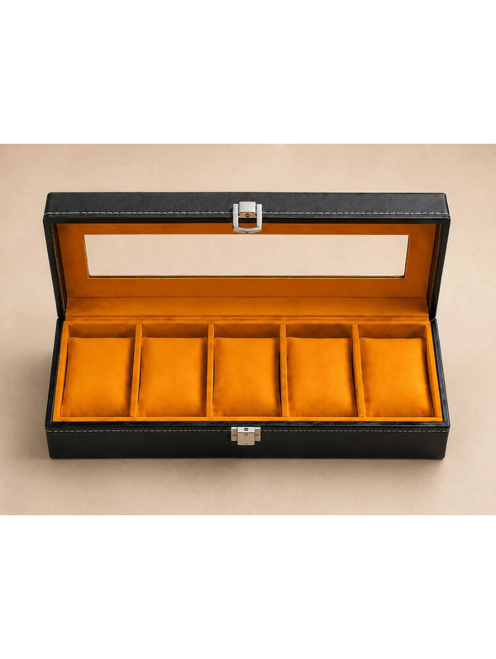 #700   AJ VIP Co0llection 5-Watch Display Case – Orange Interior – New